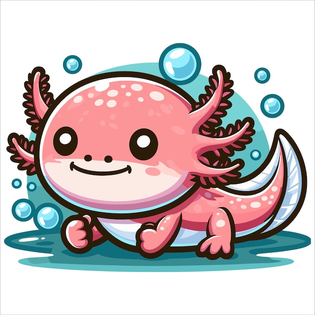 Ilustração vetorial mascote axolotl em fundo branco