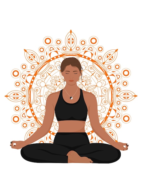 Ilustração vetorial! Meditação saudável! pose de lótus