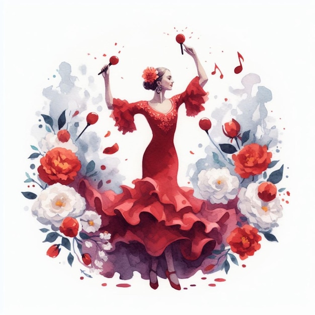 Vetor ilustração vetorial menina dançando flamenco