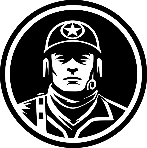 Vetor ilustração vetorial militar em preto e branco