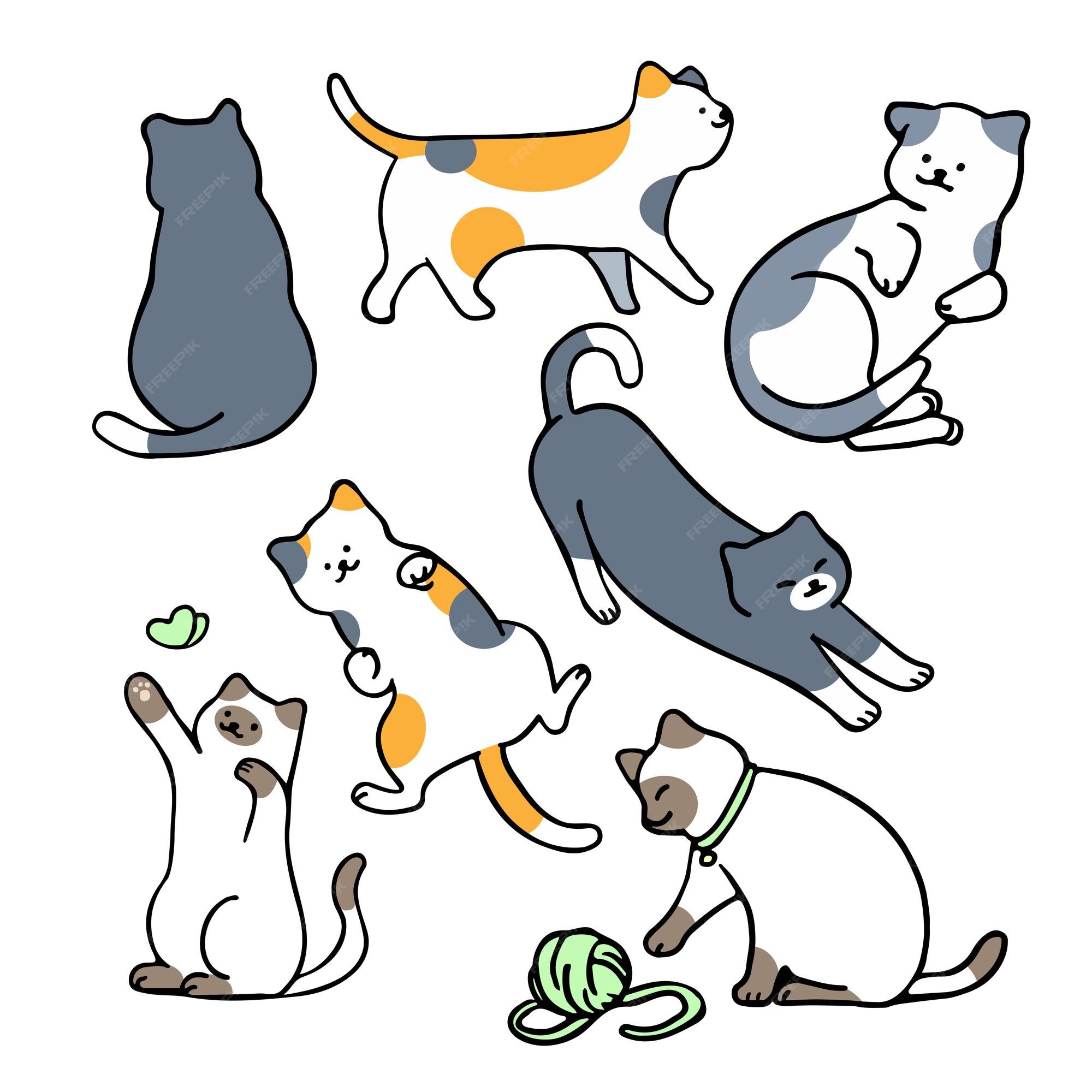 desenhar vetor ilustração personagem Projeto coleção simples gatos