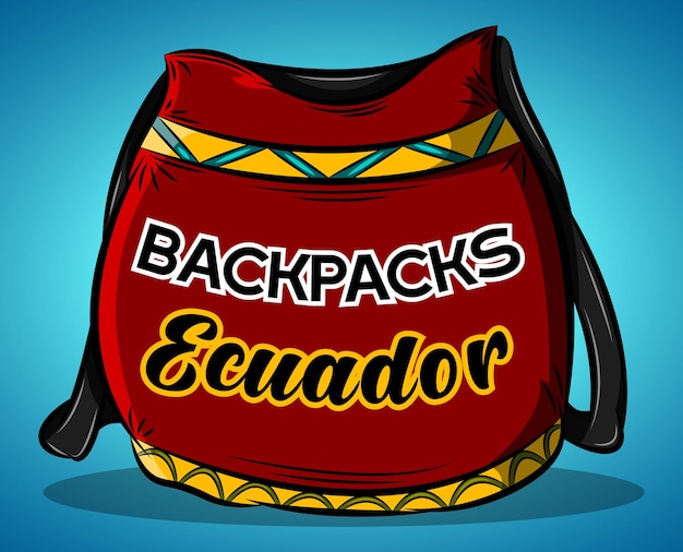 Vetor ilustração vetorial, mochila vermelha equatoriana artesanal