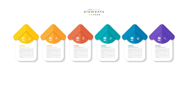 Vetor ilustração vetorial modelo de design de infográfico com ícones e 6 opções ou etapas.