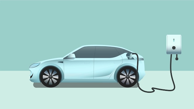 Ilustração vetorial moderna da estação de carregamento da casa do carro elétrico