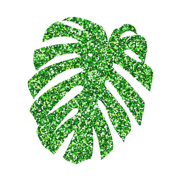 Ilustração vetorial monstera de folha tropical verde de textura de brilho isolado no fundo branco