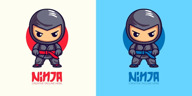 Ilustração vetorial ninja colorida logotipo ícone amplificador cartaz mágico