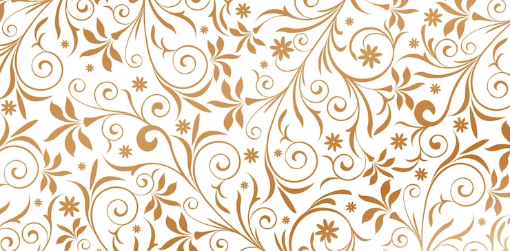 Vetor ilustração vetorial ornamento cores douradas padrão sem costura com folhas e cachos em um fundo branco