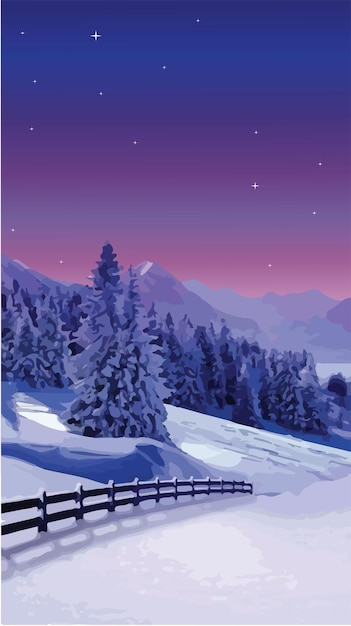 Vetor ilustração vetorial paisagem plana de inverno fundos nevados nevascas queda de neve céu azul claro