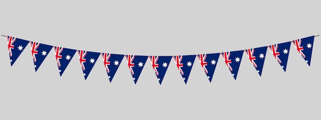Ilustração vetorial panorâmica de bandeiras australianas penduradas para o dia da austrália