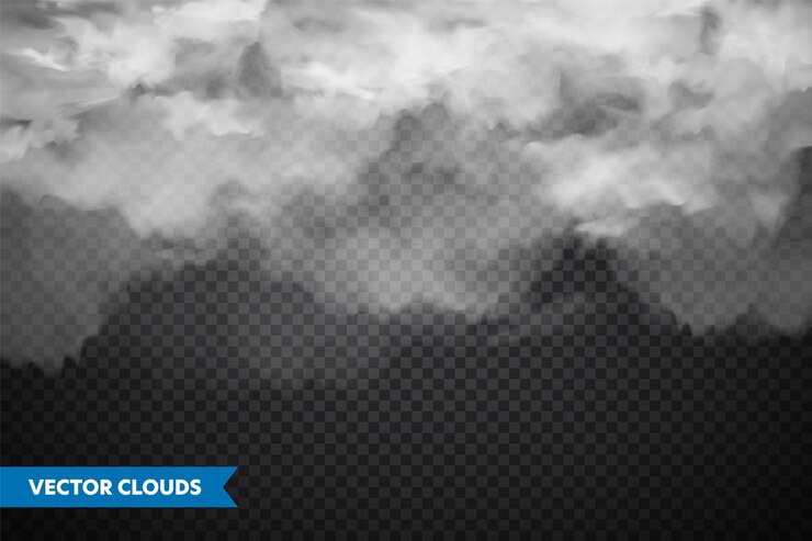 Vetor ilustração vetorial panorâmica realista de nuvens transparentes no céu