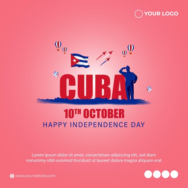 Ilustração vetorial para banner do dia da independência de cuba