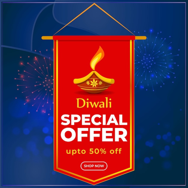 Ilustração vetorial para modelo de banner happy diwali sale