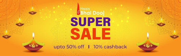Ilustração vetorial para o banner de venda do festival indiano Happy Bhai Dooj