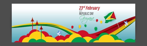 Vetor ilustração vetorial para o dia da república da guiana, 23 de fevereiro