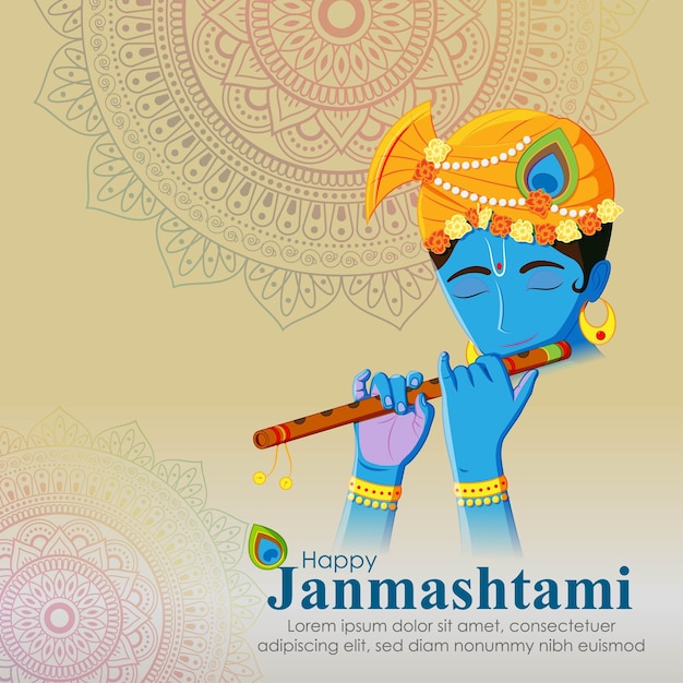 Vetor ilustração vetorial para o festival indiano janmashtami saudação