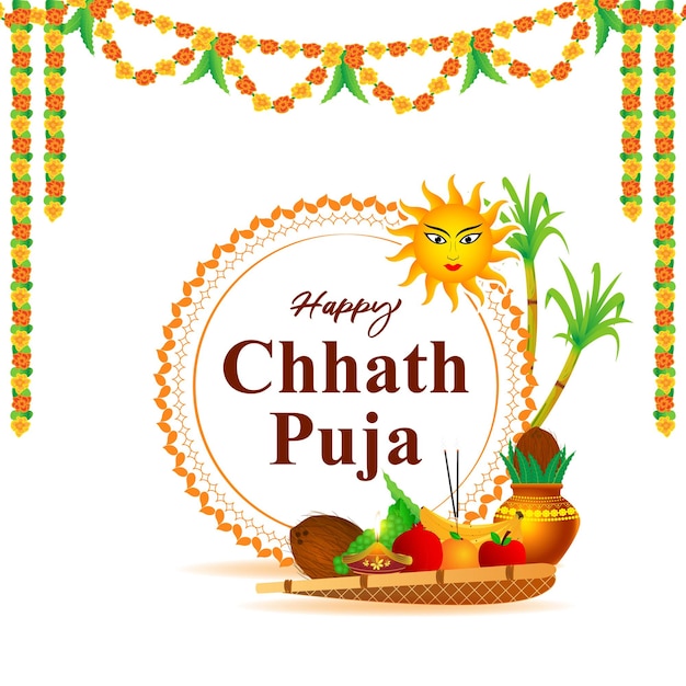 Ilustração vetorial para saudação chhath puja