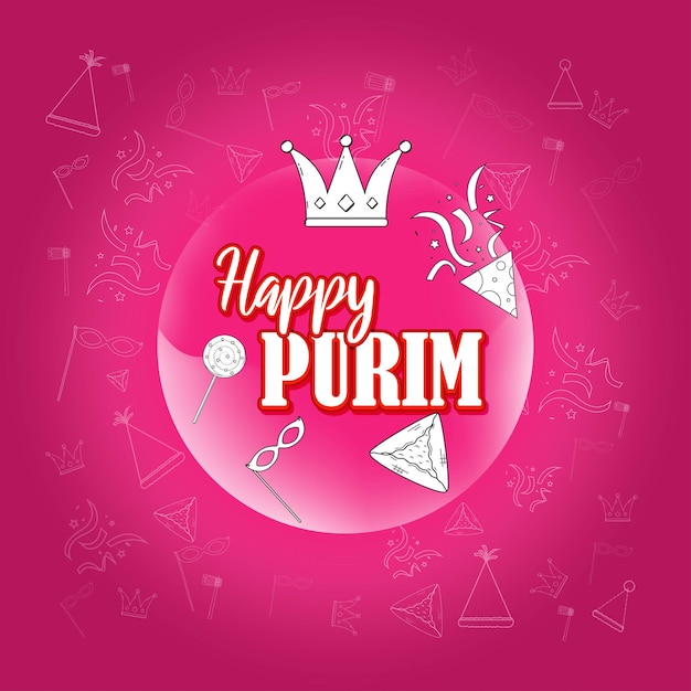 Ilustração vetorial para saudação de purim festival judaico