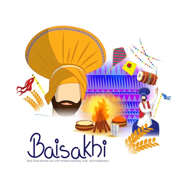 Ilustração vetorial para saudação feliz de baisakhi