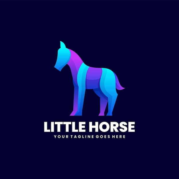 Ilustração vetorial pequeno cavalo gradiente logotipo colorido