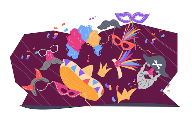 Ilustração vetorial plana de fundo decorativo de carnaval isolada