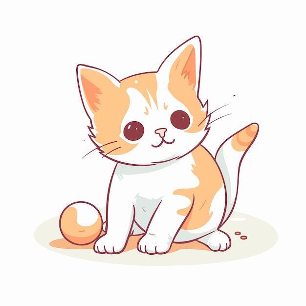 Ilustração vetorial plana de gatinho fofo desenho de mão de gatinho fofo ilustração vetorial isolada