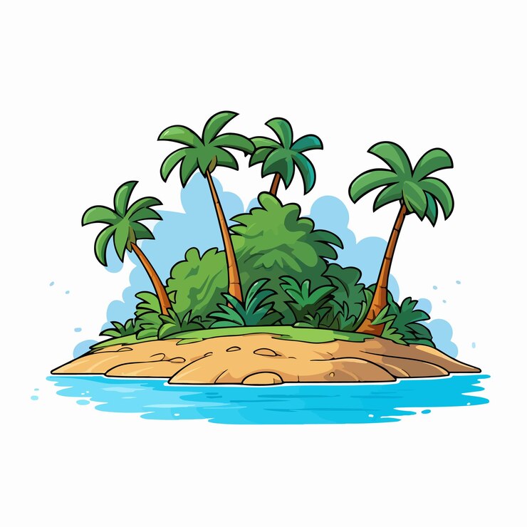 Vetor ilustração vetorial plana de ilha ilustração vectorial isolada de desenho animado de mão de ilha