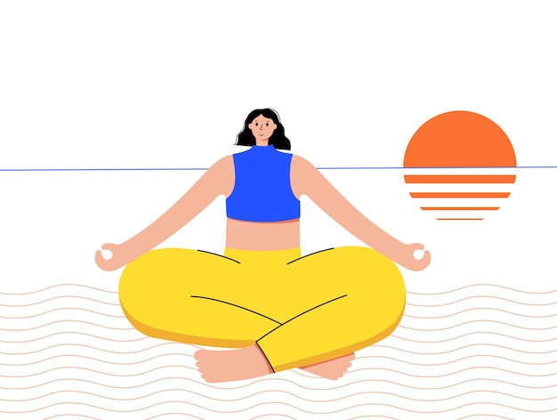 Vetor ilustração vetorial plana de ioga estilo de vida saudável