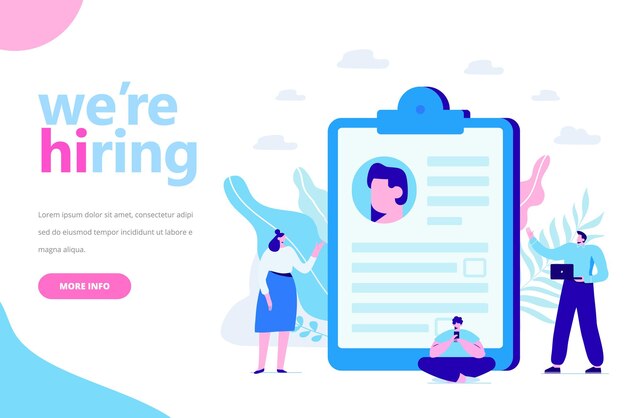 Ilustração vetorial plana de recrutamento online