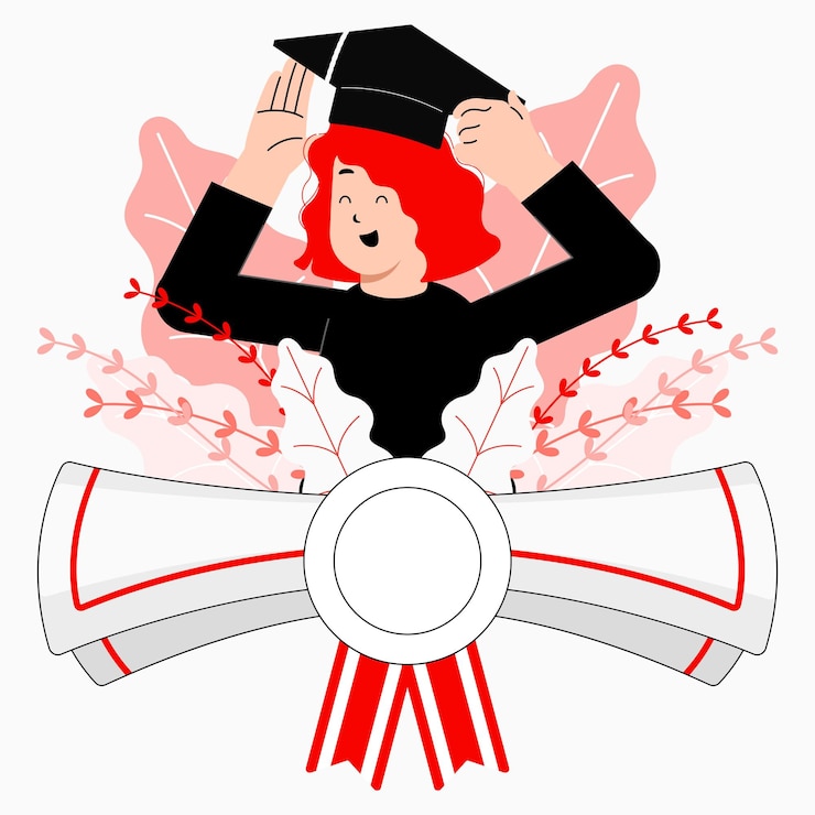 Vetor ilustração vetorial plana de uma senhora feliz se formando senhora usando um boné de formatura com um diploma i