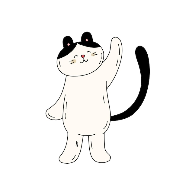 Vetor ilustração vetorial plana desenhada à mão dia do gato doce estilo de desenho mínimo isolado em branco