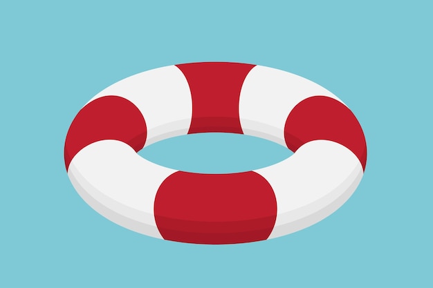 Ilustração vetorial plana em fundo azul ícone de bóia salva-vidas assistência financeira