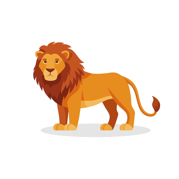 Ilustração vetorial plana isolada de animal leão em fundo branco