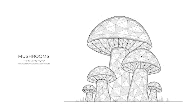 Ilustração vetorial poligonal de cogumelos em um fundo branco