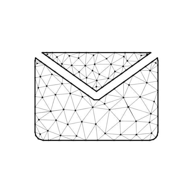 Ilustração vetorial poligonal de envelope postal isolada em fundo branco