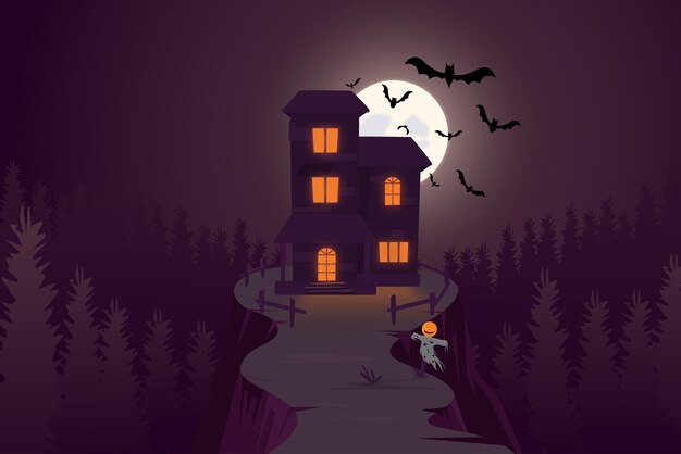 Ilustração vetorial premium da Haunted Hill House