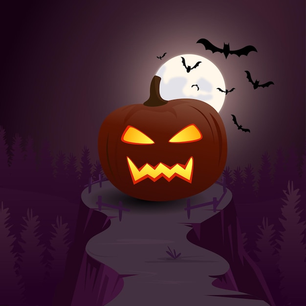 Vetor ilustração vetorial premium de abóbora de halloween assustadora