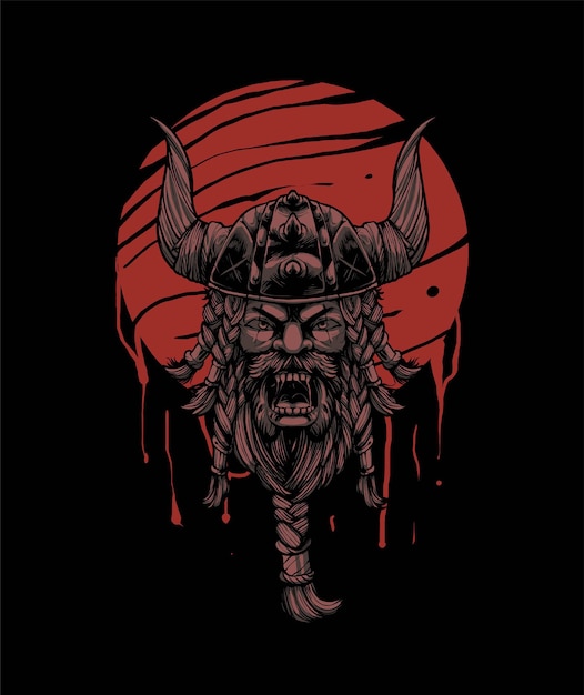 Ilustração vetorial premium do guerreiro viking, em estilo de desenho animado moderno, perfeita para camisetas ou produtos impressos