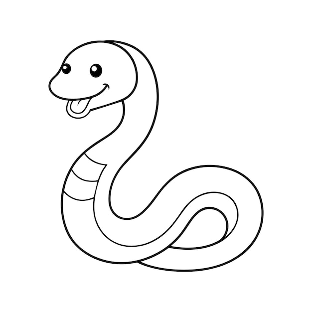 Ilustração vetorial preta e branca de cobra para livro de colorir