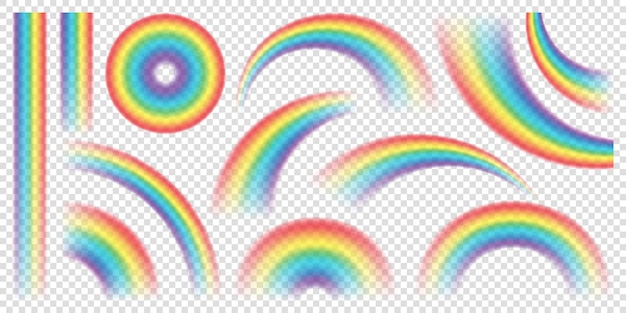 Ilustração vetorial realista de arco-íris colorido em fundo transparente