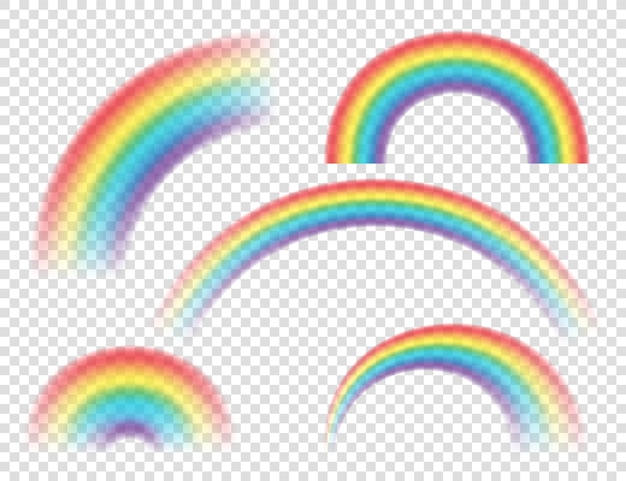 Ilustração vetorial realista de arco-íris colorido em fundo transparente