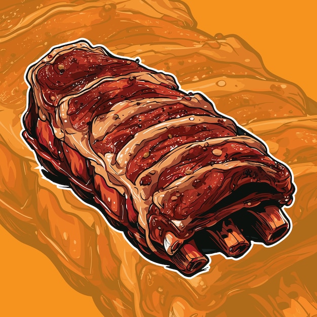 Vetor ilustração vetorial realista de costelas de churrasco