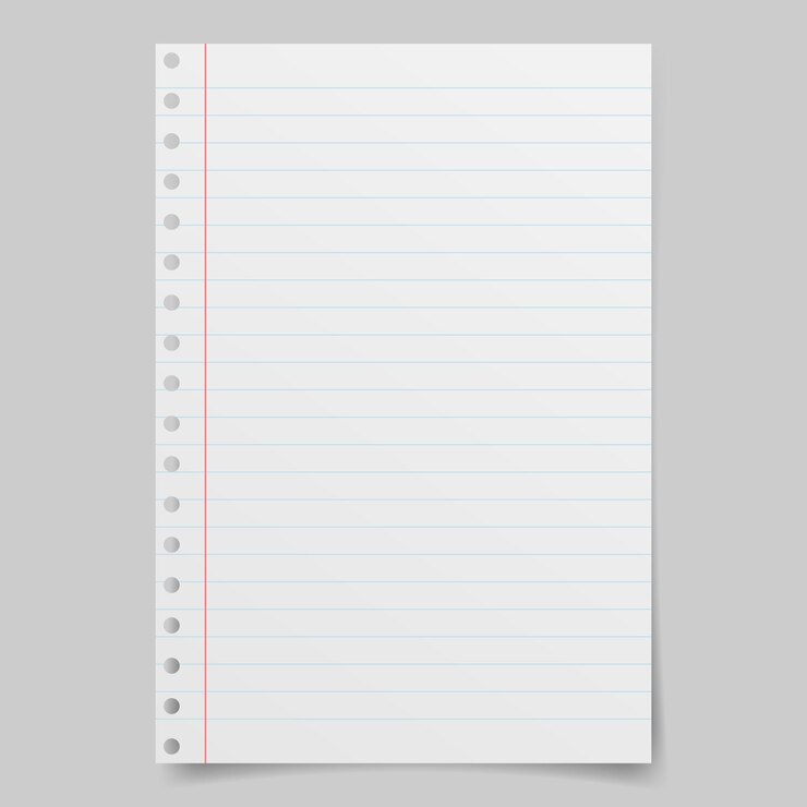 Vetor ilustração vetorial realista de folhas em branco de papel forrado de um bloco isolado