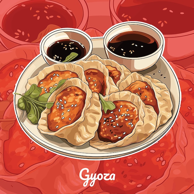 Ilustração vetorial realista de gyoza