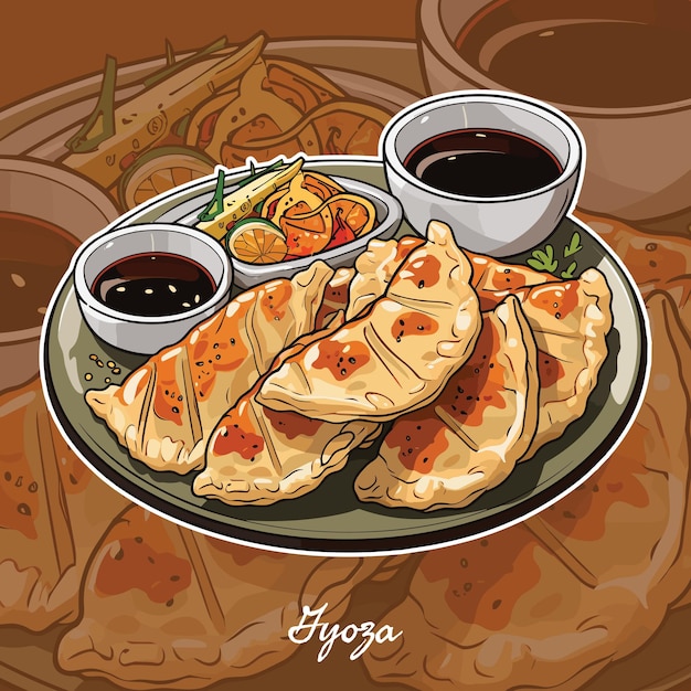 Vetor ilustração vetorial realista de gyoza