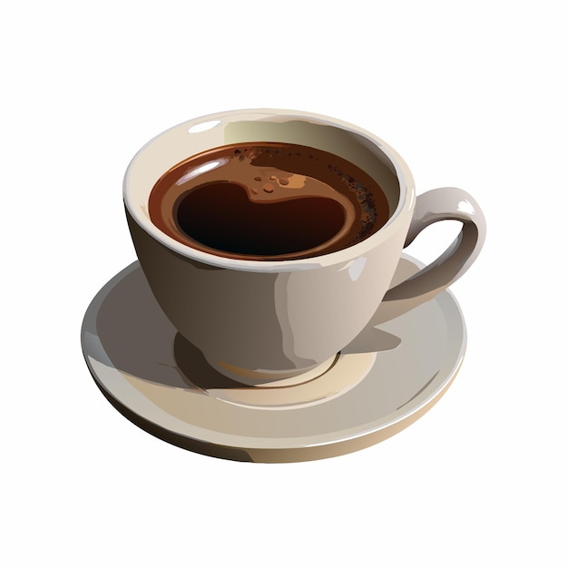 Ilustração vetorial realista de uma chávena de café preto em um prato 12