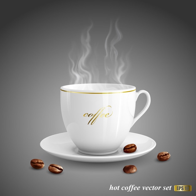 Ilustração vetorial realista de xícara de café