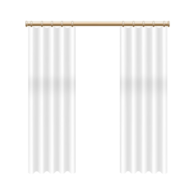 Ilustração vetorial realista detalhada 3D de cortinas de janela transparentes para a casa, elementos interiores e arquitetura de construção