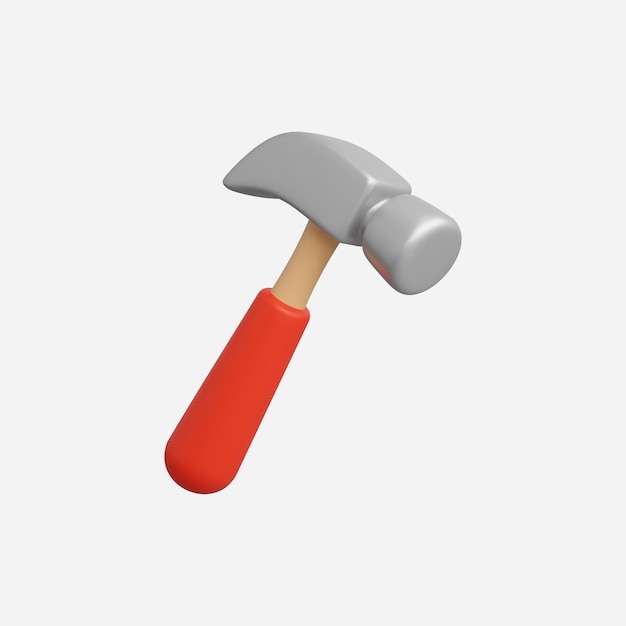 Ilustração vetorial realista do ícone de martelo 3d