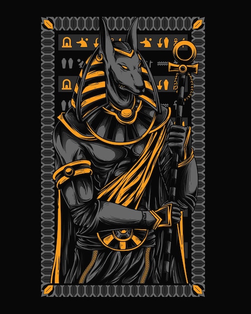 Vetor ilustração vetorial retratando o rei muito arrojado e feroz anubis