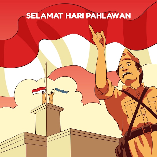 ilustração vetorial selamat hari pahlawan
